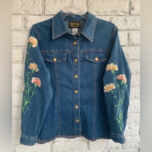 Bob Mackie embroidered jean shacket